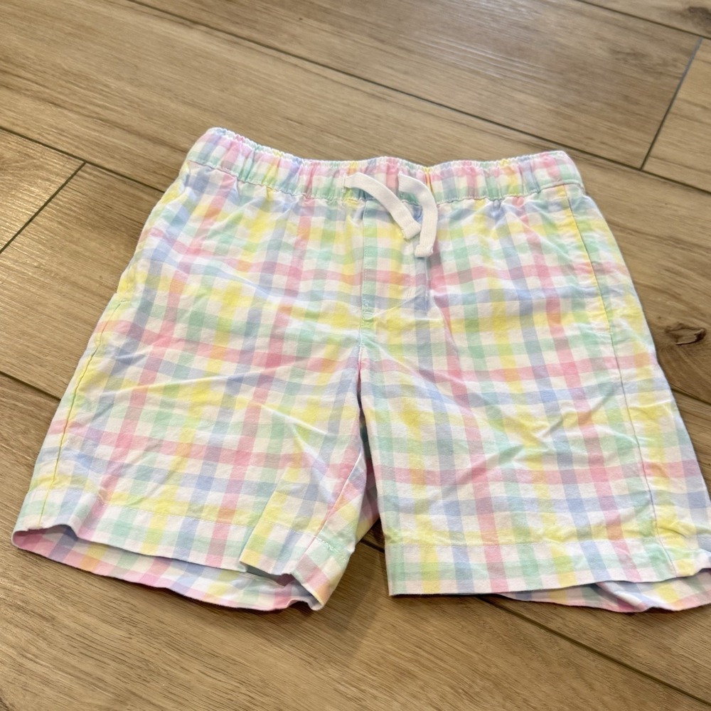 Janie and Jack Kids Pastel Rainbow Gingham Pull On Shorts 7 Preppy Summer Easter